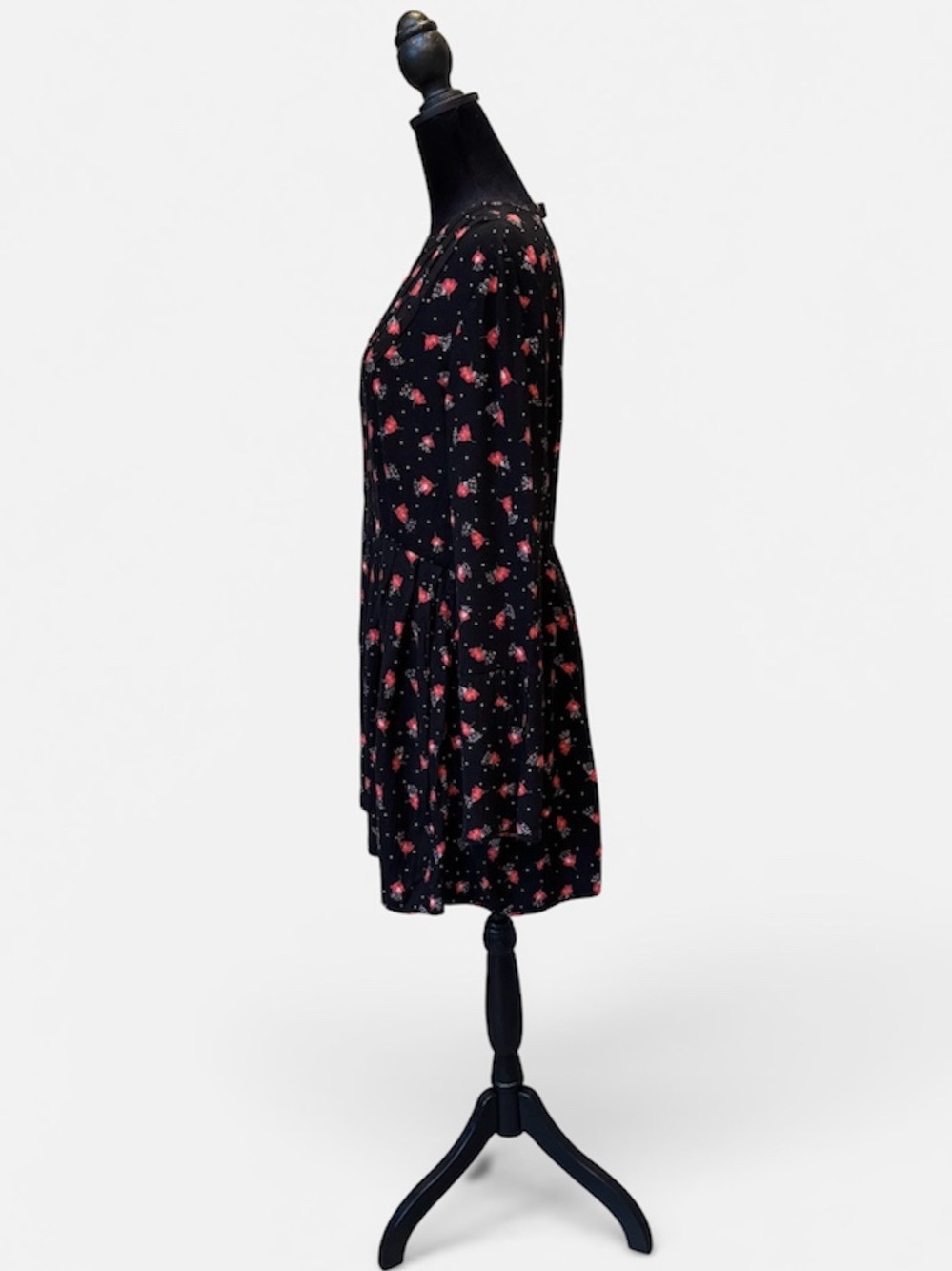 Free People Black Floral Long Sleeve Tunic or Mini Dress - Picture 4 of 9